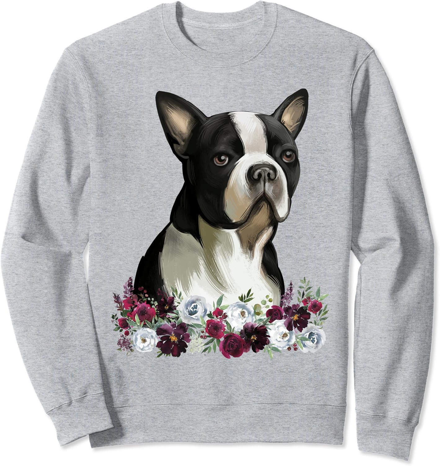 Boston Terrier Floral Dog Sweatshirt Amazon.co.uk Fashion